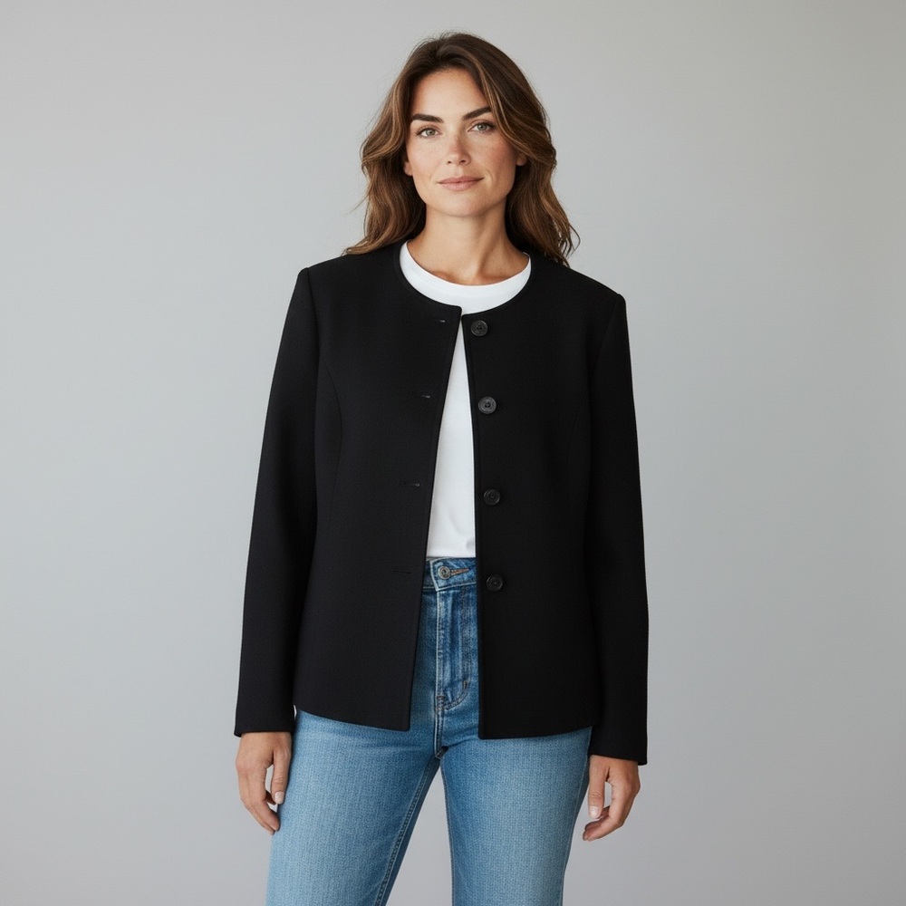 Classic Black Women's  Jacket by Nightingales size 14 wool and nylon mix